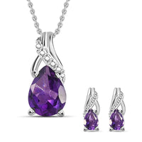 Amethyst Earrings and Pendant Necklace 20 Inches in Sterling Silver and Stainless Steel 1.70 ctw