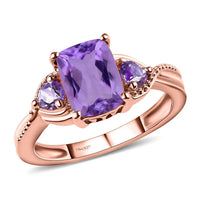 1.70 ctw Rose De France Amethyst Ring in 14K Rose Gold Over Sterling Silver