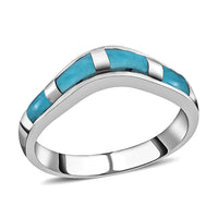 Santa Fe Style Kingman Turquoise Band Ring in Sterling Silver, Boho Western Turquoise Jewelry for Women, Wishbone Engagement Band (Size 10) 1.75 ctw