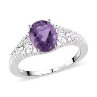 Bolivian Amethyst Solitaire Ring in Sterling Silver 1.65 ctw