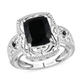 Australian Black Tourmaline and Natural Thai Black Spinel Ring in Sterling Silver 3.25 ctw - Sticky add to cart bar