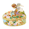 DOORBUSTER White Austrian Crystal, Enameled Angel Trinket Box in Goldtone (2.5x1.5) - Sticky add to cart bar