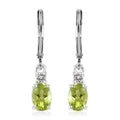 Peridot and White Topaz Lever Back Earrings in Sterling Silver 1.75 ctw - Sticky add to cart bar