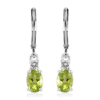 Peridot and White Topaz Lever Back Earrings in Sterling Silver 1.75 ctw