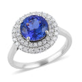 One Of A Kind RHAPSODY 950 Platinum AAAA Tanzanite and E-F VS Diamond Ring 8.23 Grams 4 ctw - Sticky add to cart bar