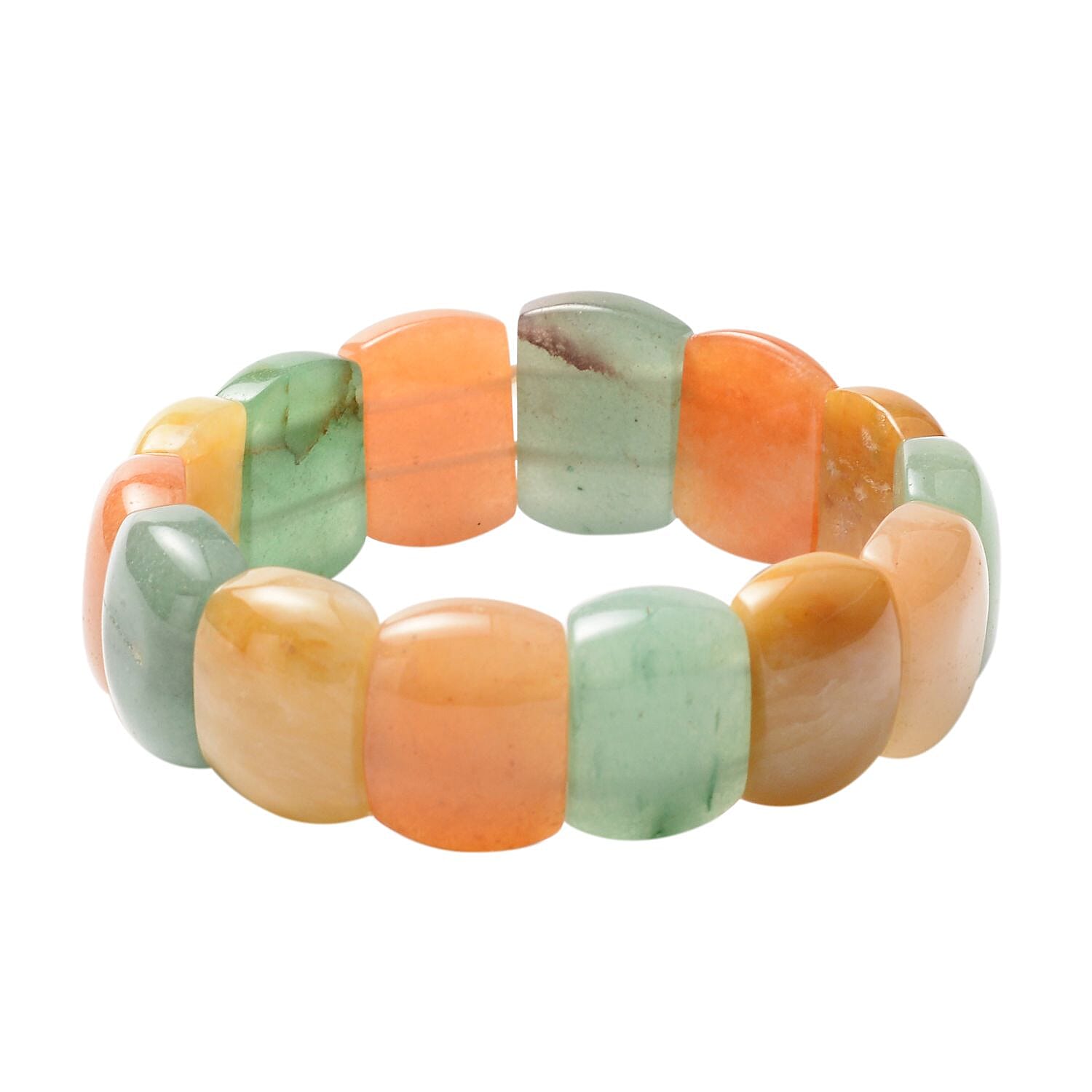 Multi Color Aventurine Block Stretchable Bracelet 139.50 ctw