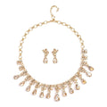 Simulated Champagne Sapphire and Champagne Austrian Crystal Earrings and Necklace 20-22 Inches in Goldtone - Sticky add to cart bar