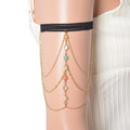 White Glass and Austrian Crystal Enameled Set of 2 Arm Bracelet in Goldtone - Sticky add to cart bar