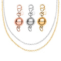 14K YRG and Rhodium Over Sterling Silver Set of 3 9mm Round Magnetic Lock with Lobster Clasp and 2pcs Flat Rolo Diamond-cut Chain Necklace (24 Inches) 32.80 Grams - Sticky add to cart bar