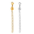 Set of 2 -11mm Lobster Lock with 8mm Magnetic Lock and 2 Inch Extender Chain in Rhodium Over and ION Plated YG Stainless Steel - Sticky add to cart bar