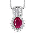 Doorbuster Mozambique Ruby, Moissanite Pendant Necklace (20 Inches) in Rhodium Over Sterling Silver 2.30 ctw - Sticky add to cart bar