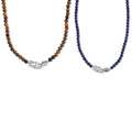 Set of 2 Lapis Lazuli and Yellow Tigers Eye 300.00 ctw Beaded Necklace 20-22 Inches in Stainless Steel - Sticky add to cart bar