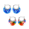 Set Of 2 Multi Color and Blue Color Murano Style Basket Earrings in Stainless Steel - Sticky add to cart bar