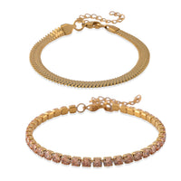 One Time Only Simulated Diamond Set of 2 Tennis Bracelet in Stainless Steel (7.50In) 13.00 ctw