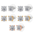 Set of 5 J Francis Embellished with Zirconia by Swarovski 13.10 ctw Solitaire Stud Earrings in 18K YRG and Platinum Over Sterling Silver - Sticky add to cart bar