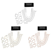 45pcs Set - 15pcs Necklace (18, 20 & 22Inch) and 15pcs Bracelet and 9pcs Hoop Earrings and 6pair Studs in ION Plated YG, RG and Stainless Steel
