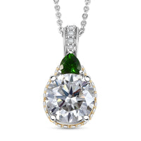 D'Joy Heart and Arrow Cut Moissanite and Masoala Sapphire (D) 4.70 ctw Pendant Necklace in 18K Vermeil YG and Rhodium Over Sterling Silver 20 Inches