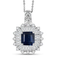 TLV D'Joy Asscher Cut Premium Kashmir Kyanite, Moissanite Pendant Necklace (20 Inches) in Rhodium Over Sterling Silver 5.15 ctw - Sticky add to cart bar