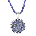 D'Joy Shades of Fire Opal Pendant with Beaded Necklace (20 Inches) in Rhodium Over Sterling Silver 37.70 ctw - Sticky add to cart bar