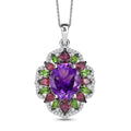 D'Joy Moroccan Amethyst and Multi Gemstone 7.60 ctw Nature's Empress Pendant Necklace in Rhodium Over Sterling Silver 20 Inches - Sticky add to cart bar