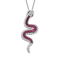 D'Joy Ceylon Blue Sapphire, Multi Gemstone Serpent Pendant Necklace (18 Inches) in Rhodium Over Sterling Silver 2.00 ctw