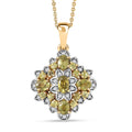 D'Joy Premium Ambanja Demantoid Garnet and Moissanite 2.10 ctw Verdant Empress Pendant Necklace in 18K Vermeil Yellow Gold Over Sterling Silver 20 Inches - Sticky add to cart bar
