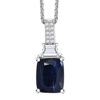 D'Joy Premium Kashmir Kyanite and Moissanite 2.90 ctw The Midnight Tide Pendant Necklace in Rhodium Over Sterling Silver 20 Inches