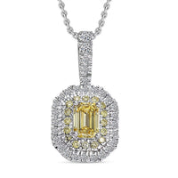 Luxuriant Lab Grown Yellow Diamond and Lab Grown Diamond Pendant Necklace in 10K White Gold 1.00 ctw (20 Inches)