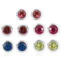 Set of 5 - D'Joy Poke Free Multi Gemstone 3.30 ctw Stud Earrings in Rhodium Over Sterling Silver - Sticky add to cart bar