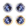 Set of 2 - D'Joy Poke Free Tanzanite 1.00 ctw Stud Earrings in 18K Vermeil YG and Rhodium Over Sterling Silver - Sticky add to cart bar