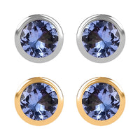 Set of 2 - D'Joy Poke Free Tanzanite 1.00 ctw Stud Earrings in 18K Vermeil YG and Rhodium Over Sterling Silver
