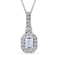 Luxuriant Lab Grown Diamond Radiant Halo Pendant in Sterling Silver