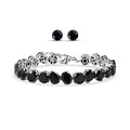 EverTrue 2 Piece Set Thai Black Spinel 48.50 ctw Panther Bracelet (7.25In) and Stud Earrings Platinum Bond - Sticky add to cart bar