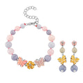D'Joy Multi Color Mother of Pearl, Multi Beryl 78.00 ctw Bracelet (6.50-8.50In) and Earrings in Rhodium Over Sterling Silver - Sticky add to cart bar
