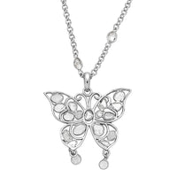 GP Celestial Dream Collection Polki Diamond Butterfly Pendant Necklace in Platinum Over Sterling Silver 3.50 ctw (20 Inches)
