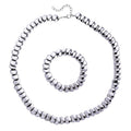 Doorbuster 2 Piece Set Hematite Beaded Stretch Bracelet (7-7.5In) and Necklace (21-23 Inches) in Silvertone 557.00 ctw - Sticky add to cart bar