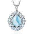 EverTrue Larimar, Multi Gemstone Pendant in Platinum Bond with Stainless Steel Necklace (20 Inches) - Sticky add to cart bar