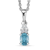 D'Joy Cambodian Blue Zircon and Moissanite 1.50 ctw Pendant Necklace in Rhodium Over Sterling Silver 20 Inches