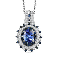D'Joy Premium Tanzanite and Multi Gemstone 1.30 ctw Pendant Necklace in Rhodium Over Sterling Silver 20 Inches