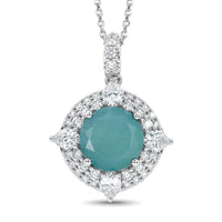D'Joy Premium Grandidierite and Moissanite 4.25 ctw Pendant Necklace in Rhodium Over Sterling Silver (20 Inches)