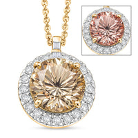 Certified & Appraised Luxoro AAA Hanabi Cut Turkizite and Diamond I2 3.78 ctw Pendant Necklace in 10K Yellow Gold (20 Inches)