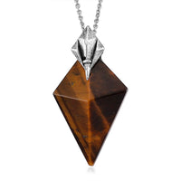 Yellow Tiger's Eye Pendant in Silvertone with Stainless Steel Necklace (20 Inches)