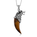 Yellow Tiger's Eye wood inspiredPendant in Silvertone, Stainless Steel Necklace 20 Inches - Sticky add to cart bar