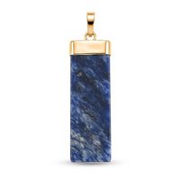 Sodalite Rectangle Pendant in Goldtone with Stainless Steel Necklace (20 Inches) 36.00 ctw