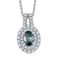 D'Joy Monte Belo Indicolite and Moissanite 1.50 ctw Sea Crown Pendant Necklace in Rhodium Over Sterling Silver 20 Inches - Sticky add to cart bar