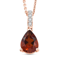 D'Joy Premium Brazilian Cherry Citrine and White Zircon 1.85 ctw Pendant Necklace in 18K Vermeil Rose Gold Over Sterling Silver 20 Inches