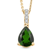D'Joy Chrome Diopside and White Zircon Fashion Pendant Necklace (20 Inches) in 18K Vermeil Yellow Gold Over Sterling Silver 2.10 ctw