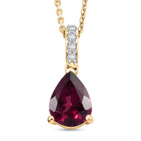 D'Joy Orissa Rhodolite Garnet and White Zircon Pendant Necklace (20 Inches) in 18K Vermeil Yellow Gold Over Sterling Silver 2.30 ctw