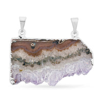 Horizontal Amethyst Double Bail Signature Pendant in Goldtone with Stainless Steel Necklace (20 Inches) 38.00 CTW