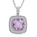 Rose De France Amethyst and White Corundum 6.00 ctw Pendant Necklace in Rhodium Over Sterling Silver 18-20 Inches - Sticky add to cart bar
